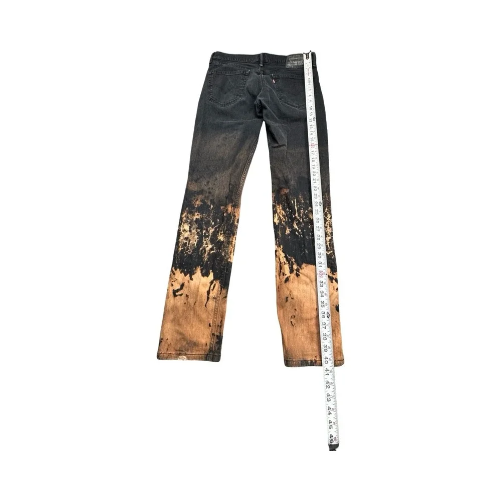 Levi's Jeans Mens W32 L32 Black 511 Slim Fit Bleach Dip Dye Custom Punk Grunge